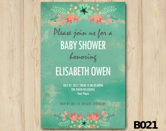 Green Watercolor Baby Shower Invitation | Personalized Digital Card