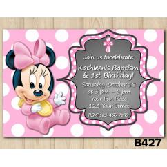 Baptism Minnie Mouse Baby invitation