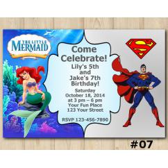 Twin Ariel and Superman Invitation