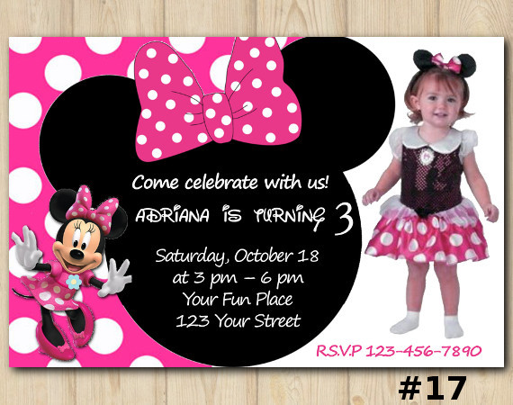 Minnie Mouse Invitation with Photo | Personalized Digital Card