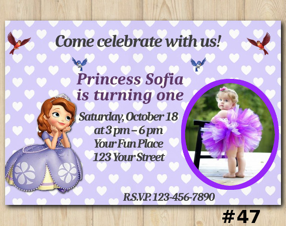 Sofia the First Invitation with Photo | Personalized Digital Card