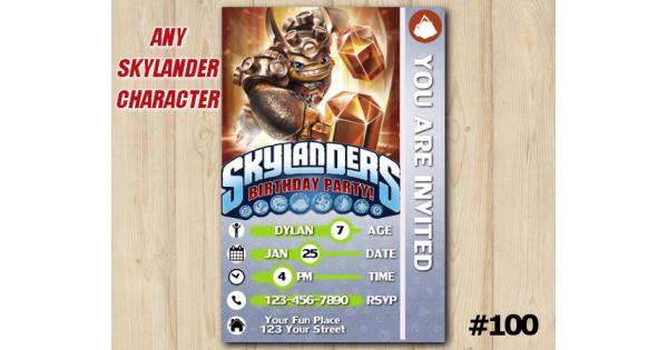Skylanders Wallop Card Birthday Invitation, Printable Skylanders ...