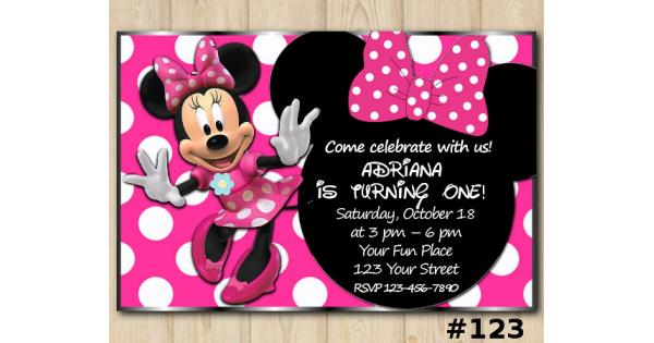 Minnie Mouse Head Birthday Invitation, Minnie Mouse Invitation Template