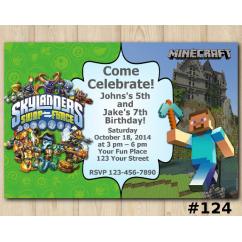 Twin Skylanders and Minecraft Invitation