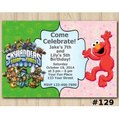 Twin Elmo and Skylanders Invitation