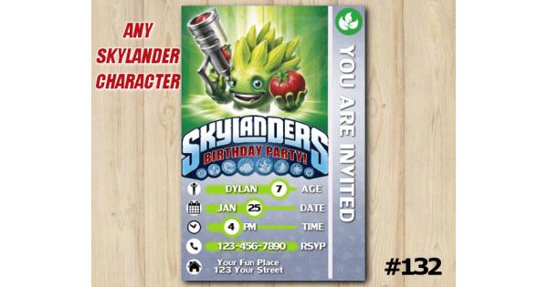 FoodFight Skylanders Card Birthday Invitation, Skylanders Invitation ...