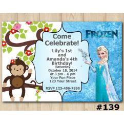 Twin Frozen and Baby Monkey Invitation