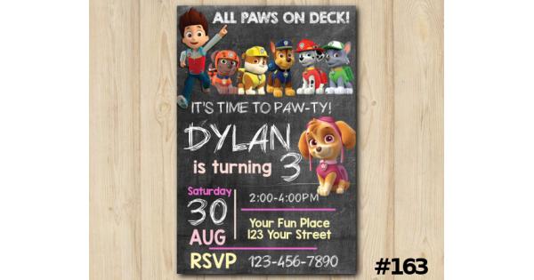 Paw Patrol Birthday Invitation, Printable Paw Patrol custom Invitation ...