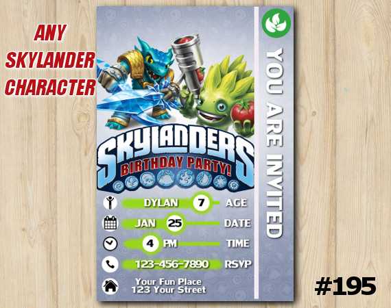 Skylanders Game Card Invitation | Snapshot, FoodFight | Personalized Digital Card