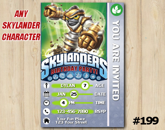 Skylanders Trap Team Game Card Invitation | GrillaDrilla | Personalized Digital Card
