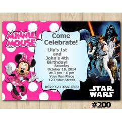 Twin Minnie Mouse and Star Wars Invitation