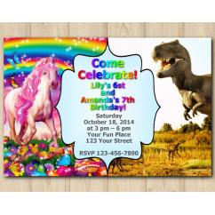 Twin Horse and Dinosaur Invitation