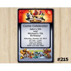 Twin Skylanders and Power Rangers Invitation