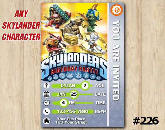 Skylanders Trap Team Game Card Invitation | TreadHead, Jawbreaker, Choopper, Gearshift | Personalized Digital Card