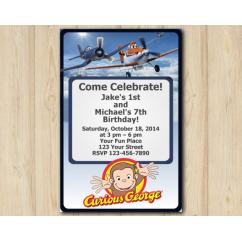 Twin Disney Planes and Curious GeorgeInvitation Invitation