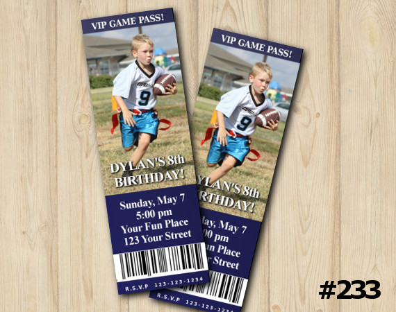 Football Ticket Invitation with Photo | Personalized Digital Card