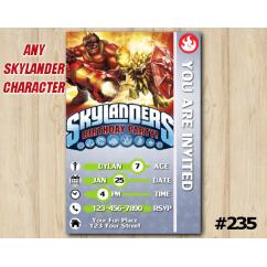 Skylanders Trap Team Game Card Invitation | Wildfire, KaBoom