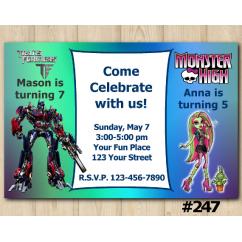 Twin Transformers and Monster High Invitation