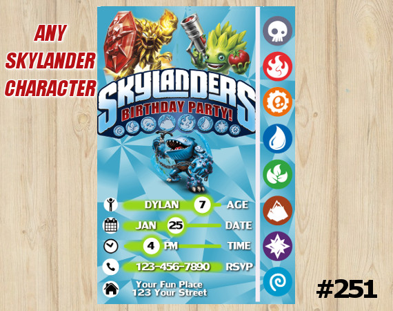 Skylanders Trap Team Game Card Invitation | Wildfire, FoodFight, Thumpback | Personalized Digital Card