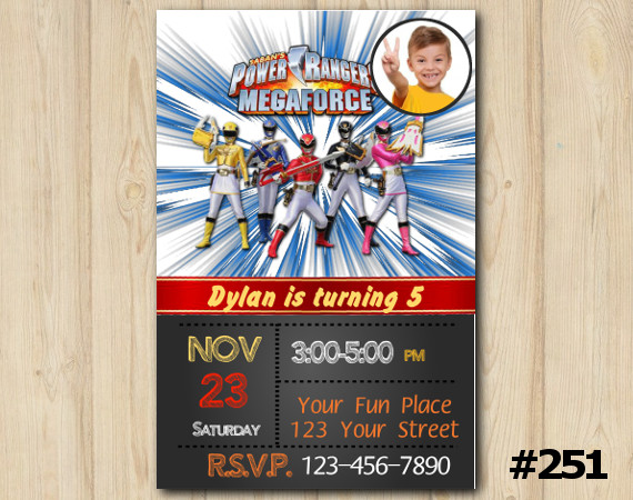 Power Ranger Megaforce Invitation with Photo | Personalized Digital Card