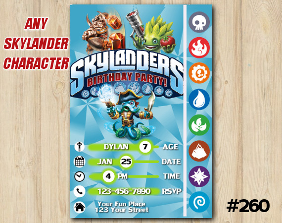 Skylanders Trap Team Game Card Invitation | Wallop, FoodFight, WashBuckler | Personalized Digital Card