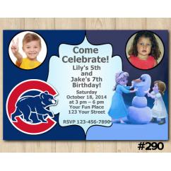 Twin Frozen and Chicago Cubs Invitation with Photo