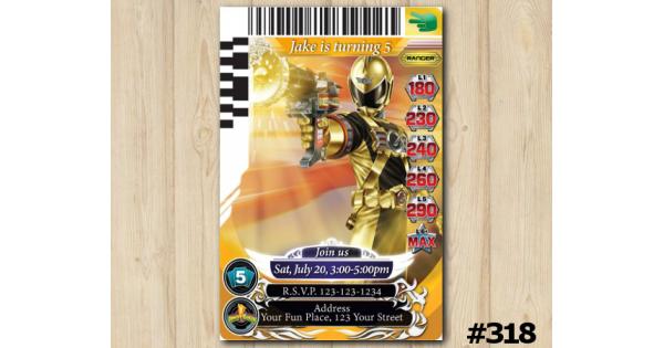 Power Rangers Card Birthday Invitation, Power Rangers Invitation Template