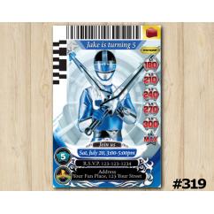Power Rangers Game Card Invitation