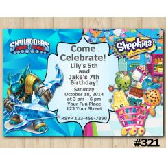 Twin Skylanders and Shopkins Invitation | Snapshot