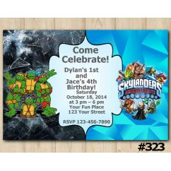 Twin TMNT and Skylanders Invitation