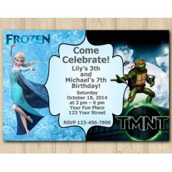 Twin Frozen and TMNT Invitation