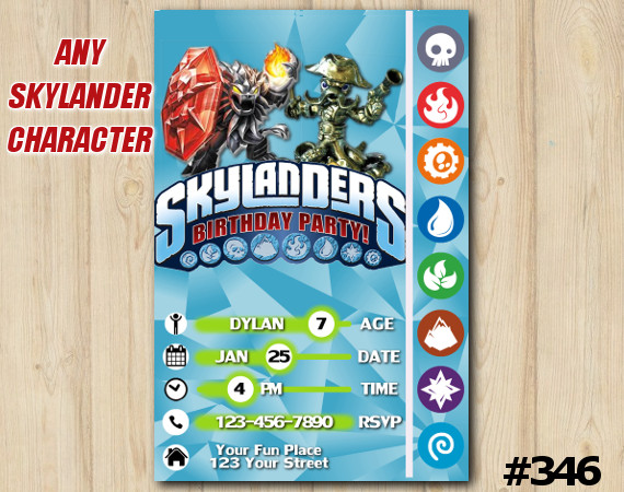 Skylanders Game Card Invitation | Wildfire, WashBuckler | Personalized Digital Card