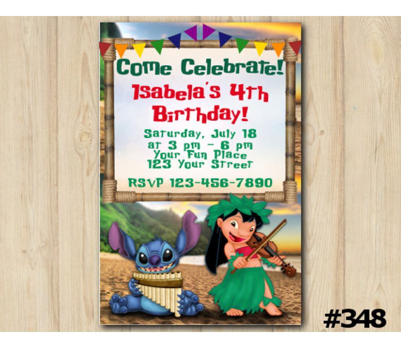 Lilo and Stitch Birthday Invitation, Lilo and Stitch Photo Invitation  Template