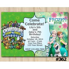 Twin Frozen Fever and Skylanders Invitation