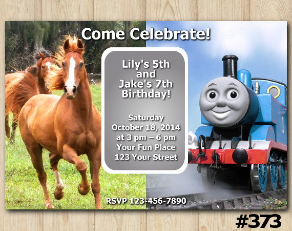 Twin Horse and Thomas and Friends Invitation | Personalized Digital Card