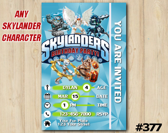 Skylanders Game Card Invitation | KnightLight, KnightMare, Gearshift, Wallop | Personalized Digital Card