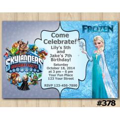 Twin Frozen and Skylanders Invitation