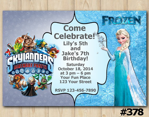 Twin Frozen and Skylanders Invitation | Personalized Digital Card