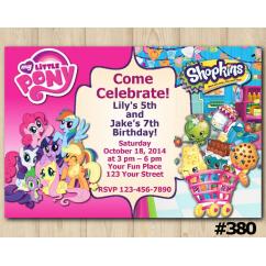 Twin My Little Pony and Shopkins Invitation