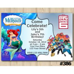 Twin Ariel and Big Hero Invitation
