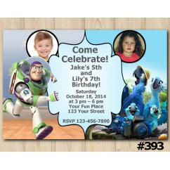 Twin Toy Storry and Rio Invitation with Photo