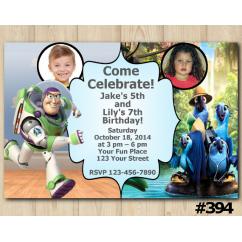 Twin Toy Storry and Rio Invitation with Photo