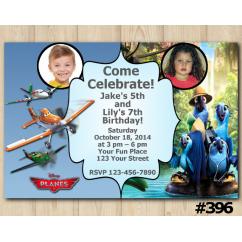 Twin Disney Planes and Rio Invitation with Photo