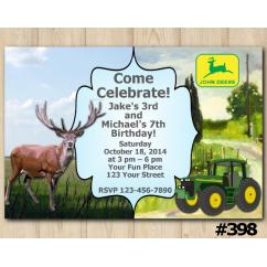 Twin Deer and John Deere Tractor Invitation