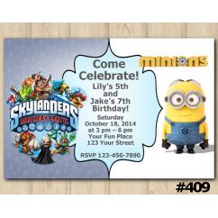 Twin Skylanders and Minion Invitation
