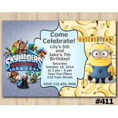 Twin Skylanders and Minion Invitation