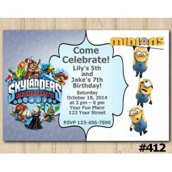 Twin Skylanders and Minion Invitation