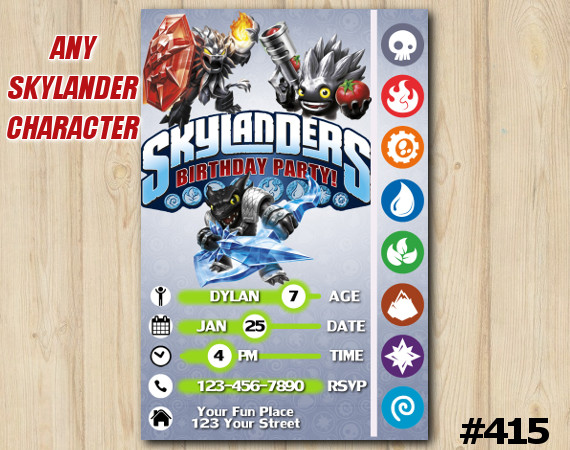 Skylanders Trap Team Game Card Invitation | Wildfire, FoodFight, SnapShot | Personalized Digital Card