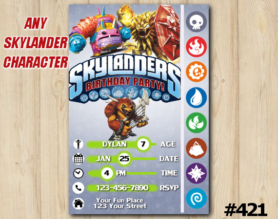 Skylanders Trap Team Game Card Invitation | Wolfgang, PainYatta, Wildfire | Personalized Digital Card