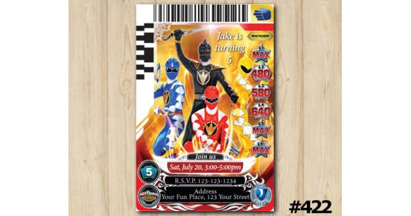 Printable Power Rangers Card Birthday Invitation, Power Rangers ...